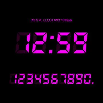 Digital clock &amp; number set, Electronic figures. イラスト素材