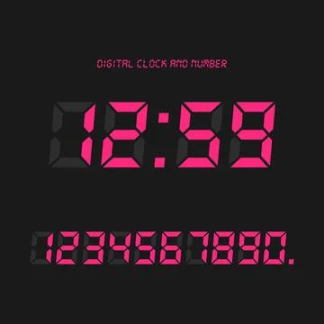 Digital clock &amp; number set, Electronic figures. イラスト素材