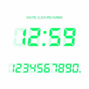 Digital clock &amp; number set, Electronic figures. Stock Illustration