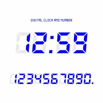 Digital clock &amp; number set, Electronic figures. Stock Illustration