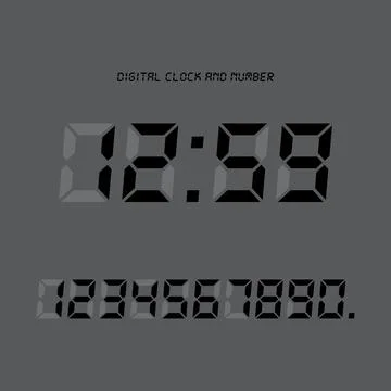 Digital clock &amp; number set, Electronic figures. Stock Illustration