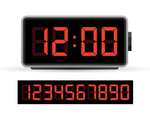 Digital clock number set. Time icon. Design element. Vector stock illustration. Stock Illustration