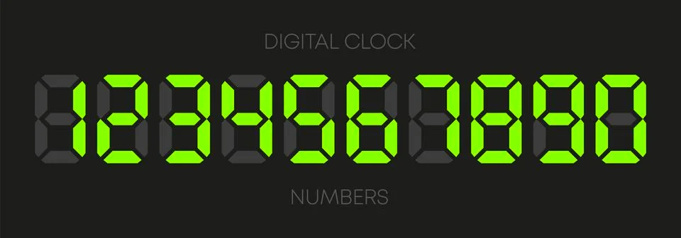 Digital clock numbers on white background. Set numbers. Vector Stock Illustration