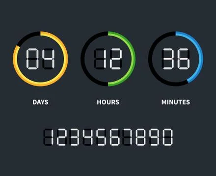 Digital clock or countdown timer. Vector time concept Illustrazione stock