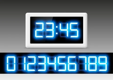 Digital clock with a set of numbers Illustrazione stock
