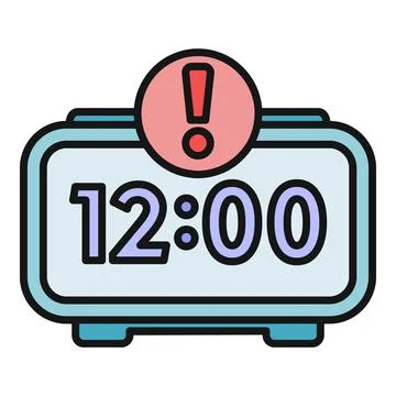 Digital clock showing 12,00 deadline alert Illustrazione stock