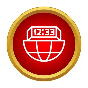 Digital clock showing global time on a stylized globe icon Stock Illustration