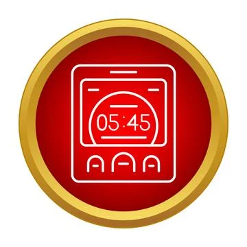 Digital clock showing time, timer, and alarm icon Stock Illustration