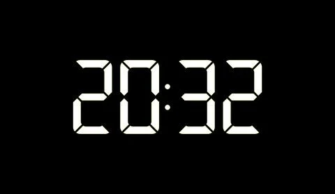 Digital clock showing white numbers on a black background vector illustration Stock Illustration