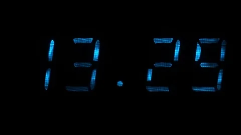 Digital clock shows the time of 13 hours 29 minutes to 13 hours 30 minutes Stock Footage 69893969