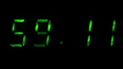 Digital clock shows the time of 59 minutes 10 seconds to 59 minutes 40 seconds Stock Footage 71256159