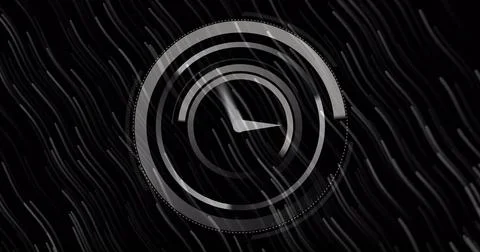 Digital clock ticking against light trails moving on black background Stock Illustration