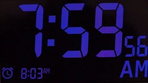 Digital clock time Alarm Clock at 7:00 a.m Stock Footage 86420145