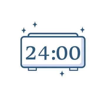 Digital clock time device line style icon Stock Illustration
