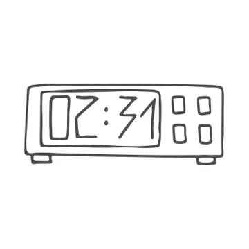 Digital clock. Vector illustration isolated on white background. Stock Illustration