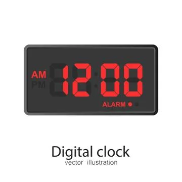 Digital clock vector illustration isolated on white background. Stock Illustration