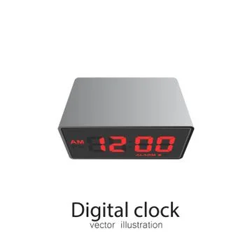 Digital clock vector illustration isolated on white background. Stock Illustration
