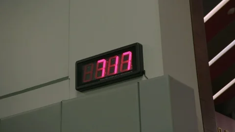 Digital clock on a wall Stock Footage 103878239