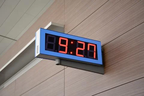 Digital clock on a wall Foto stock