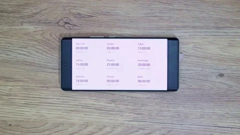 Digital clocks from different time zones running simultaneously side by side. 動画素材 332318326