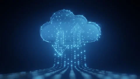 Digital cloud with binary data flow and arrows Stock-Footage 288083491