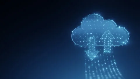 Digital cloud with binary data transfer Stock Footage 288082795