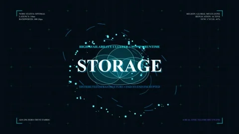 Digital cloud computing and data storage hud interface with animated networ.. Video stock 347147364