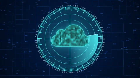 Digital cloud computing and radar scanning of cyber security Stock Footage 347257911
