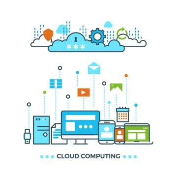 Digital cloud computing, computer data storage vector business concept イラスト素材