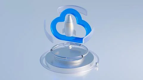 Digital cloud computing concept.  3d rendering Stock Illustration