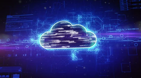 Digital cloud computing concept Stock Footage