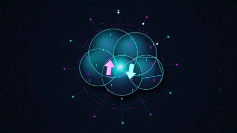 Digital Cloud Computing Concept With Upload And Download Data Transfer Arrows Stock Footage 340603659