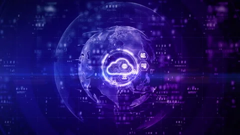 Digital Cloud Computing, Cyber Security, Digital Data Network Protection, Fut Stock Footage 146051925