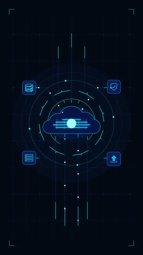 Digital cloud computing interface, network system, data security, futuristi.. Stock Footage 348328136