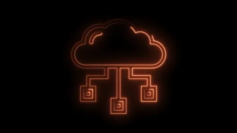 Digital cloud computing neon glow with server connection futuristic data Stock Footage 322986170