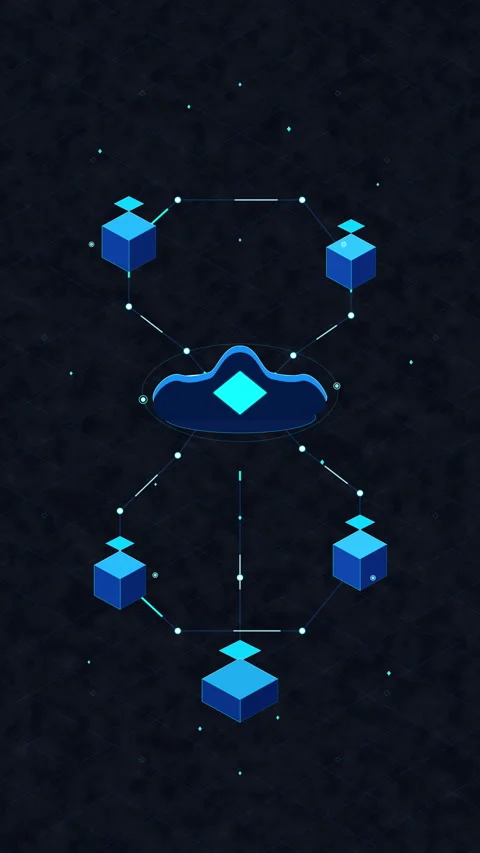 Digital cloud computing network, blue data cubes, connection lines, server .. Stock Footage 348328126