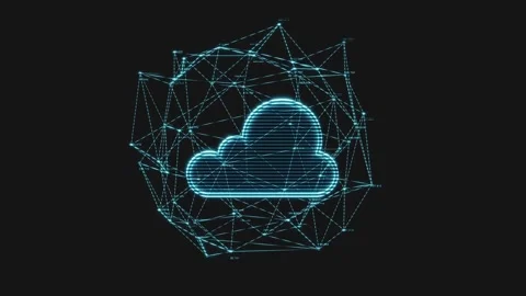 Digital cloud computing network concept with glowing futuristic interface o.. Stock Footage 328335064