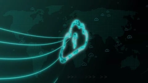 Digital cloud computing network security concept. Digital cloud computing c.. Stock Footage 337022072