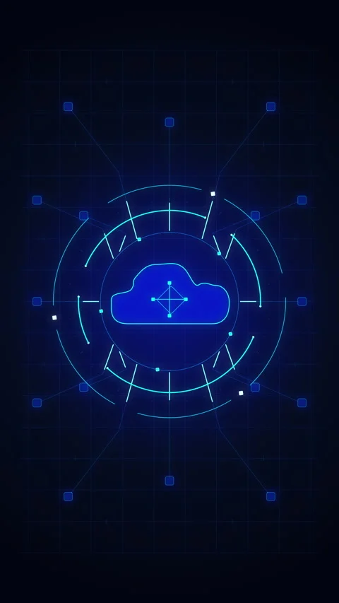 Digital cloud computing network technology data storage circular hub connec.. Stock Footage 348328275