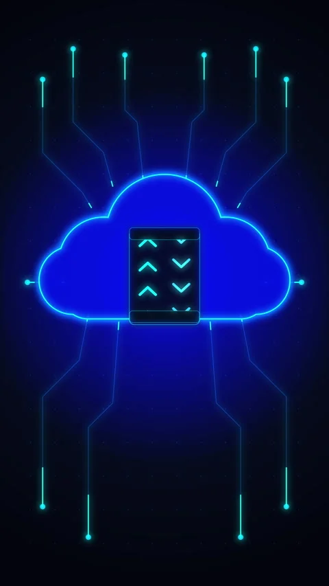 Digital cloud computing with network technology, server infrastructure, dat.. Stock Footage 348328385