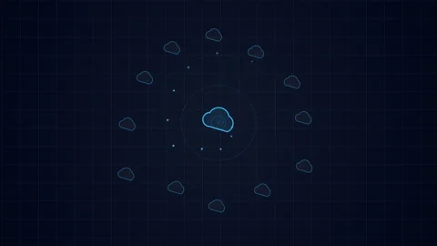Digital cloud computing nodes networking and transferring data packets in Stock Footage 348334729