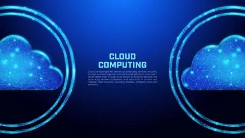 Digital cloud computing pattern in low poly wireframe style for website header イラスト素材