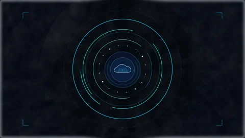 Digital cloud computing radar HUD interface scan, network data transfer, te.. Stock Footage 348328334