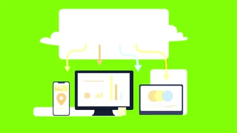 Digital cloud computing synchronization across multiple electronic devices Stock Footage 346121086