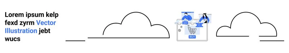 Digital Cloud Computing with Team Collaboration and Data Visualization Elemen Illustrazione stock