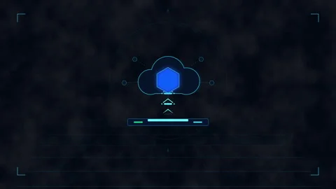 Digital cloud computing technology icon with secure data network and cyber .. Stock Footage 348328302