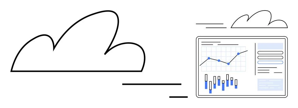 Digital Cloud with Data Analytics Dashboard Representing Online Storage and.. Stock Illustration