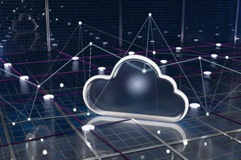 Digital cloud with data connections, representing technology and innovation. Illustrazione stock