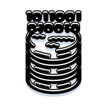 Digital cloud database system with binary code 스톡 일러스트