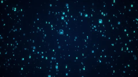 Digital Cloud File Storage with Email Messages, Binary Data Background Stock Footage 335808930